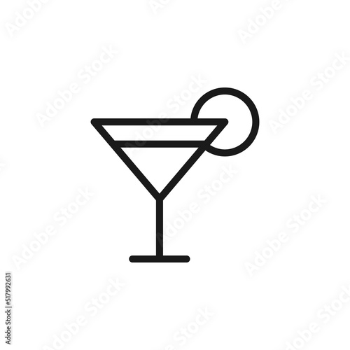 Hotel, holiday, weekend concept. Vector signs drawn in flat style. Perfect for web sites, stores, shops, books. Editable stroke. Line icon of slice of citrus on cocktail glass