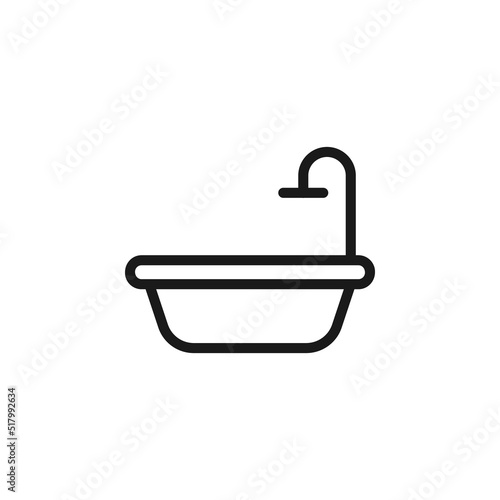 Hotel, holiday, weekend concept. Vector signs drawn in flat style. Perfect for web sites, stores, shops, books. Editable stroke. Line icon of bathtub