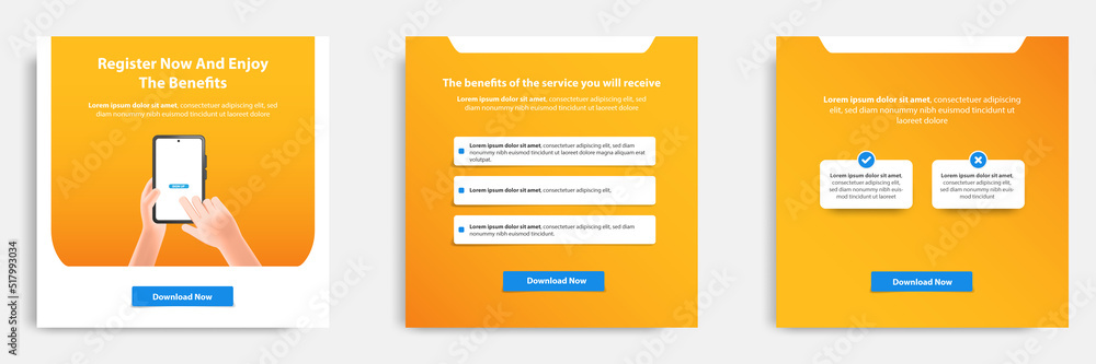 Social media post banner template layout in 3D cartoon style. Mobile ...