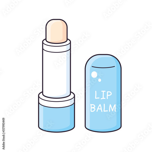 Hygienic lip balm stick lipstick or chapstick with blue cap isolated vector