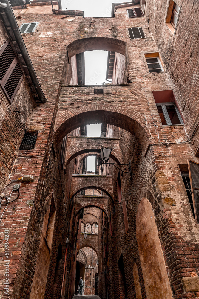 Generic architecture and street view in Siena, Tuscany, Italy