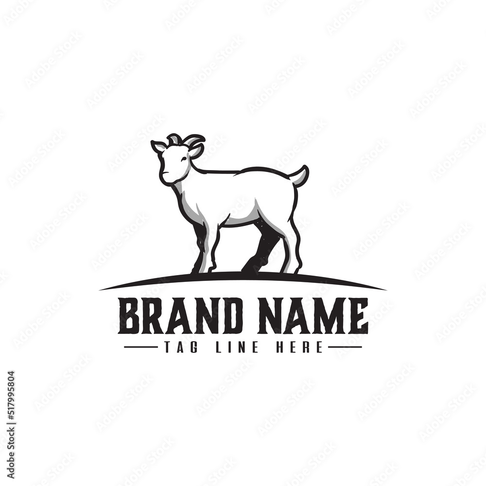 goat cute animal logo vector
