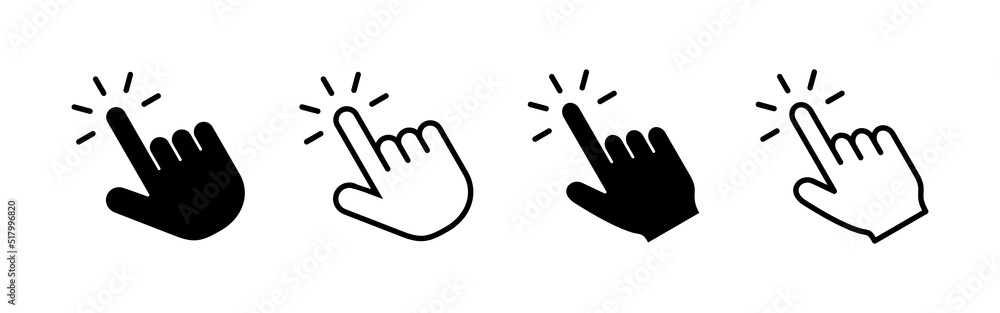 Hand click icon vector. pointer sign and symbol. hand cursor icon Hand click icon vector. pointer sign and symbol. hand cursor icon