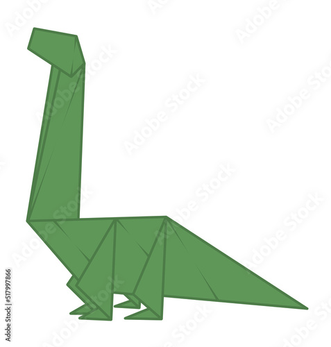 Diplodocus. Origami dinosaur on a white background.