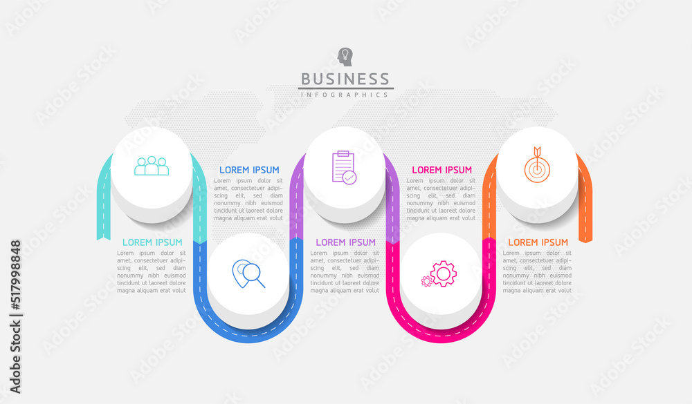 Connecting Steps Infographic Template with 5 Elements Connecting Steps Infographic Template with 5 Elements