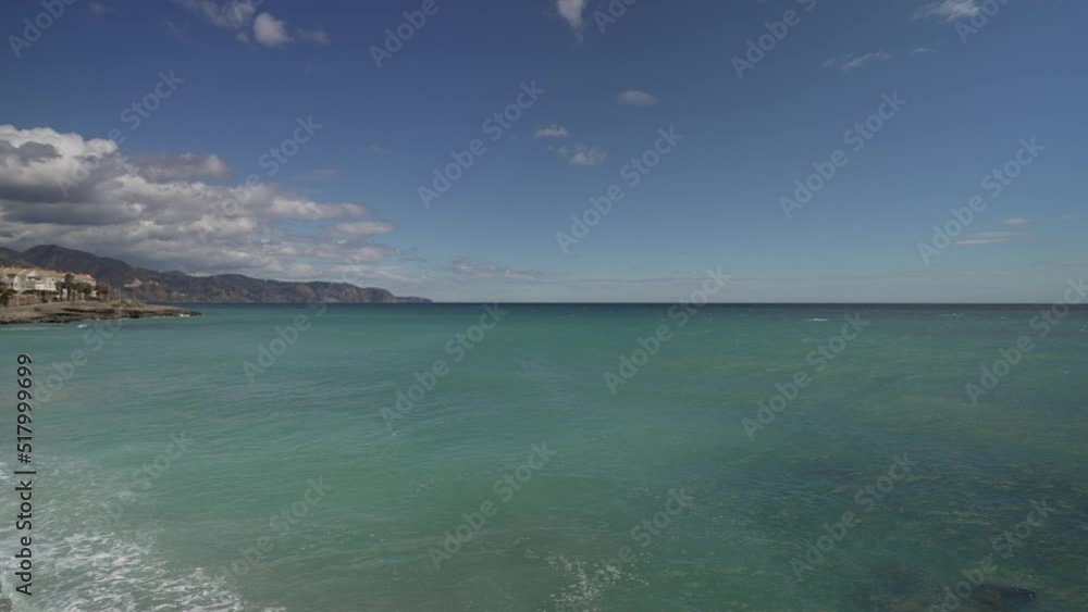 Beach, hotels and coastline in Nerja Town, Nerja, Malaga