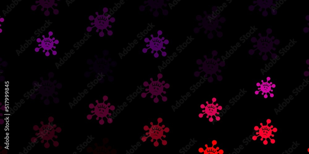 Dark purple, pink vector backdrop with virus symbols. Dark purple, pink vector backdrop with virus symbols.