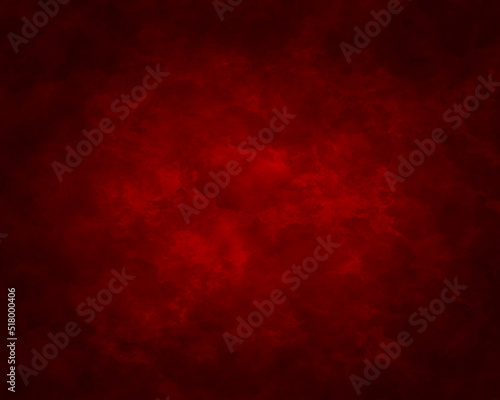 Abstract red background with bright center spotlight and black vignette border frame 