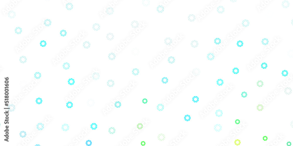 Light blue, green vector background with bubbles.