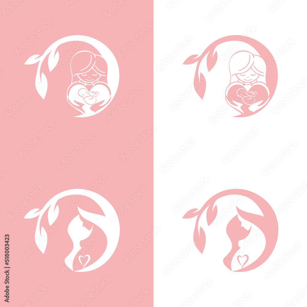 woman pregnant logo, mother care icon, Vector illustration on white background