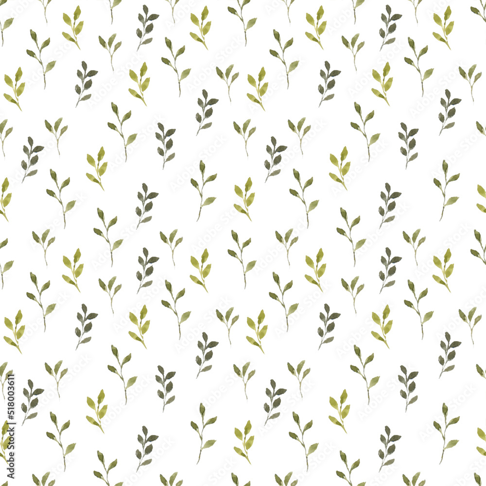 little leaf seamless pattern watercolor