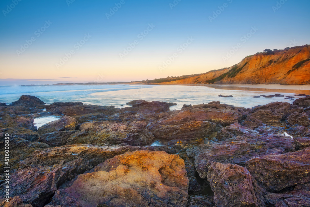 Rocky coastline at Anglesea Beach, Great Ocean Road, Victoria, Australia