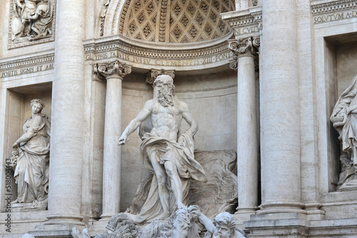 Fontana Di Trevi, Trevi Fountain, close up of sculptures, Rome, Italy