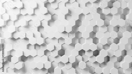Hexagon abstract white background texture. 3d illustration, 3d rendering.