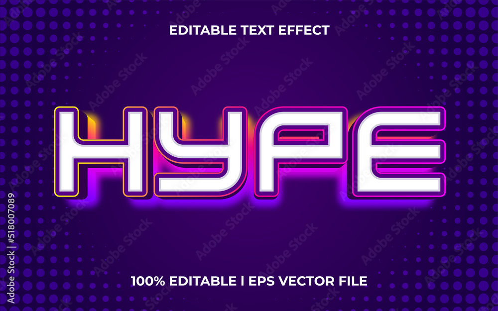 Hype 3d text effect with neon theme. colorful typography template for modern tittle Hype 3d text effect with neon theme. colorful typography template for modern tittle