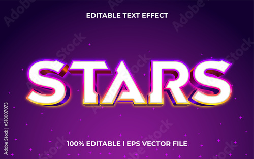 stars 3d text effect with cyber theme. colorful typography template for modern tittle