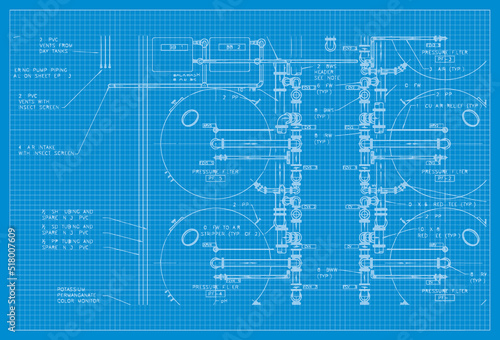 Pipe Blueprint Background Simple Vektor Flat Design