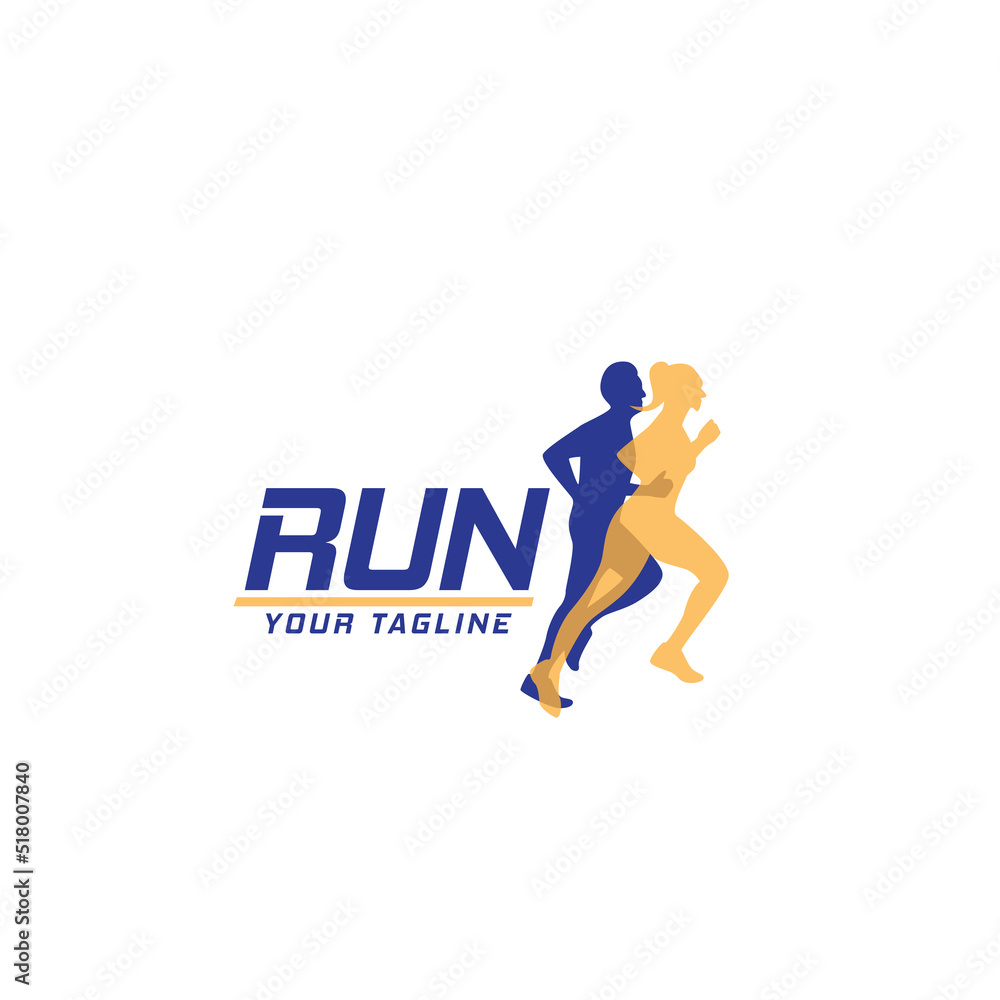 Running logo  emblem with silhouette of people running abstract  labels for sports clubs  sports tournaments  competitions  marathons and healthy lifestyle vector illustration