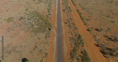 Camper van driving through the out back in Australia.