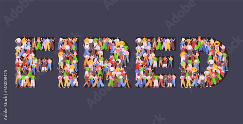mix race people crowd against dismissal unemployment job search concept