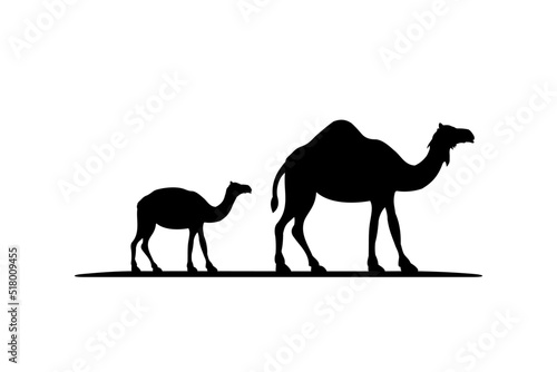 Camel And Baby Camel Silhouette Vector For The Best Camel Icon Illustration