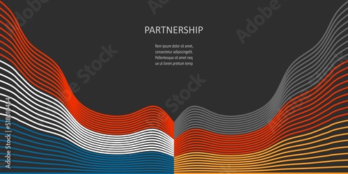 Concept of relationships between Germany and Netherlands. Waved national flags. Teamwork concept.