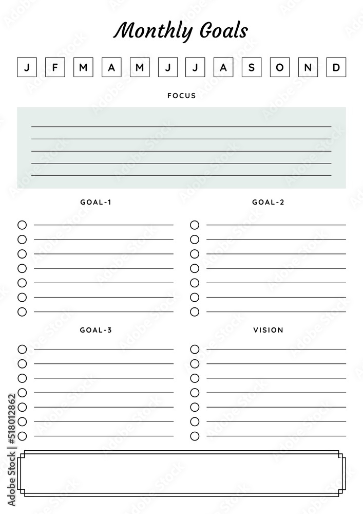 Monthly Goals Monthly Goals