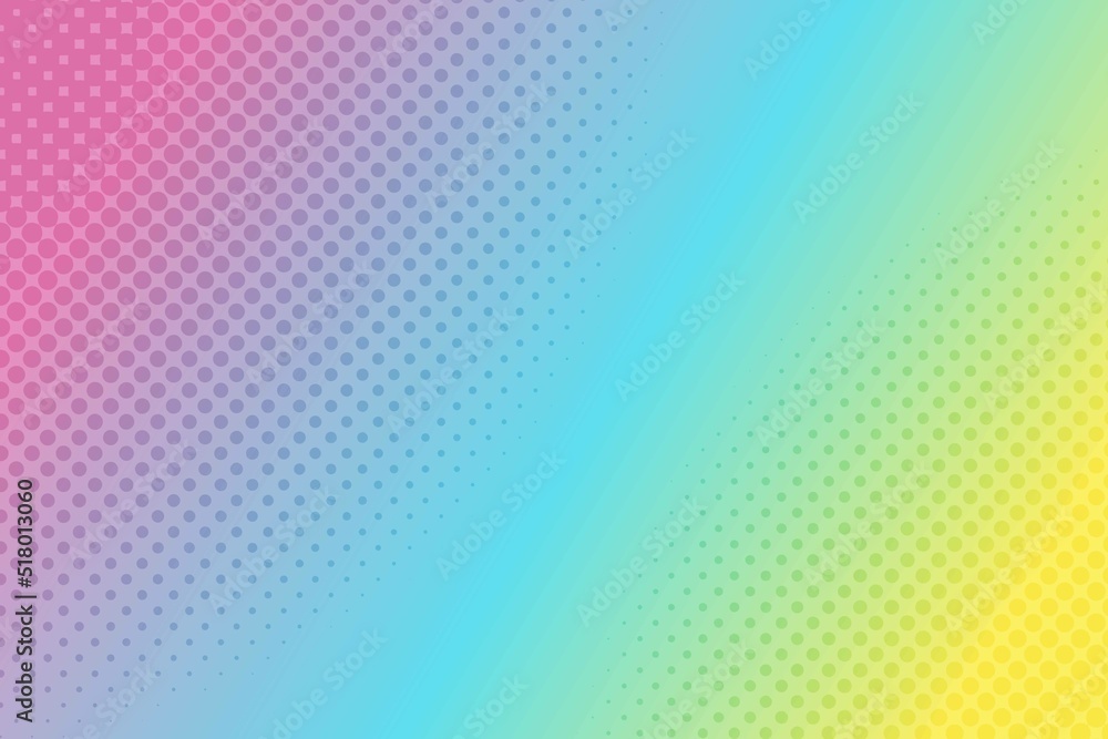Rainbow pop art background with halftone dots in retro comic style. Vector illustration.