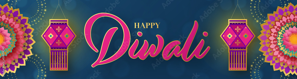 Happy diwali, deepavali the indian festival celebration on color background.