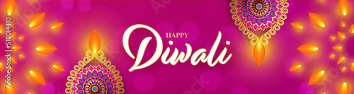 Happy diwali, deepavali the indian festival celebration on color background.