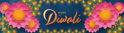Happy diwali, deepavali the indian festival celebration on color background.