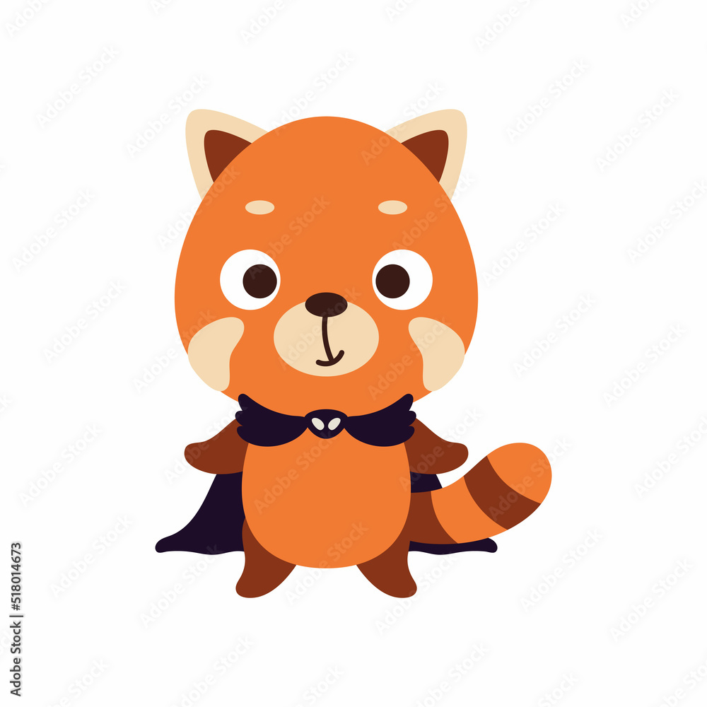 Cute little Halloween red panda in a wizard costume. Cartoon animal character for kids t-shirts, nursery decoration, baby shower, greeting card, invitation, house interior. Vector stock illustration Cute little Halloween red panda in a wizard costume. Cartoon animal character for kids t-shirts, nursery decoration, baby shower, greeting card, invitation, house interior. Vector stock illustration