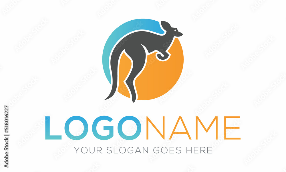 Blue and Orange Kangaroo Logo Design. Australian Business Logo Blue and Orange Kangaroo Logo Design. Australian Business Logo