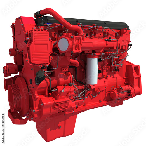 Truck Engine 3D rendering on white background