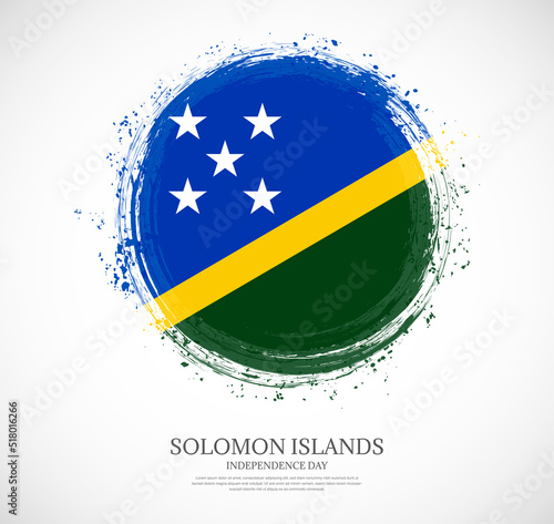 Free Download Creative circular grungy shape brush stroke flag of Solomon Islands on a solid background - GFXLoad