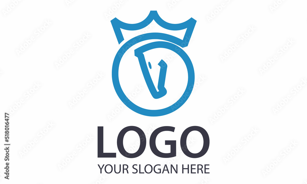 Creative Line Art Blue Chess Horse silhouette Logo Design Creative Line Art Blue Chess Horse silhouette Logo Design