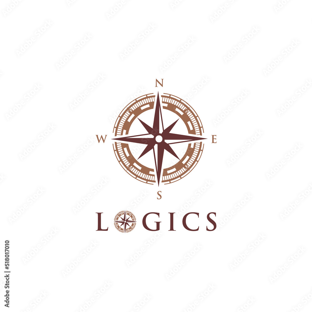 Vintage compass logo design vector template