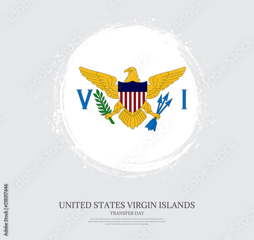 Creative circular grungy shape brush stroke flag of United States Virgin Islands on a solid background