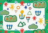Colorful cute plant doodle pattern and background material