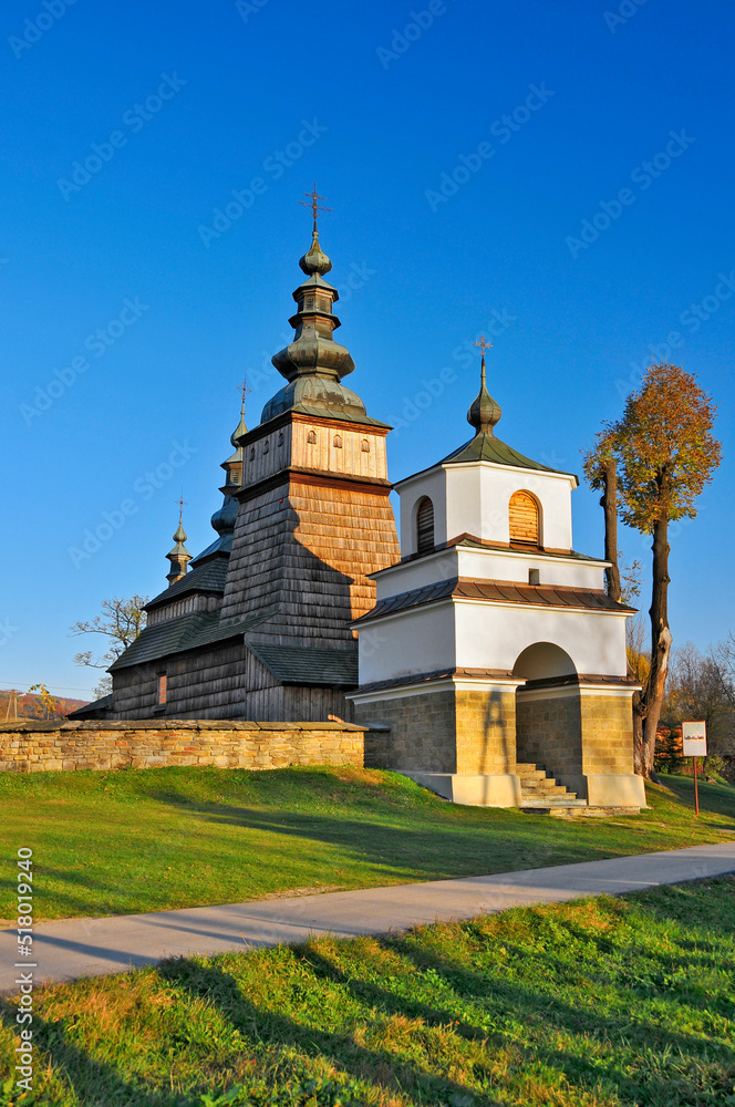 Wooden church of the protection of the Mother of God in Owczary, Lesser Poland Voivodeship, Poland. Wooden church of the protection of the Mother of God in Owczary, Lesser Poland Voivodeship, Poland.