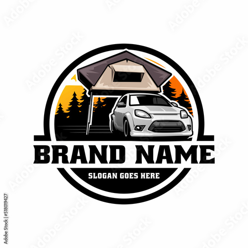 city car wih roof tent illustration logo vector