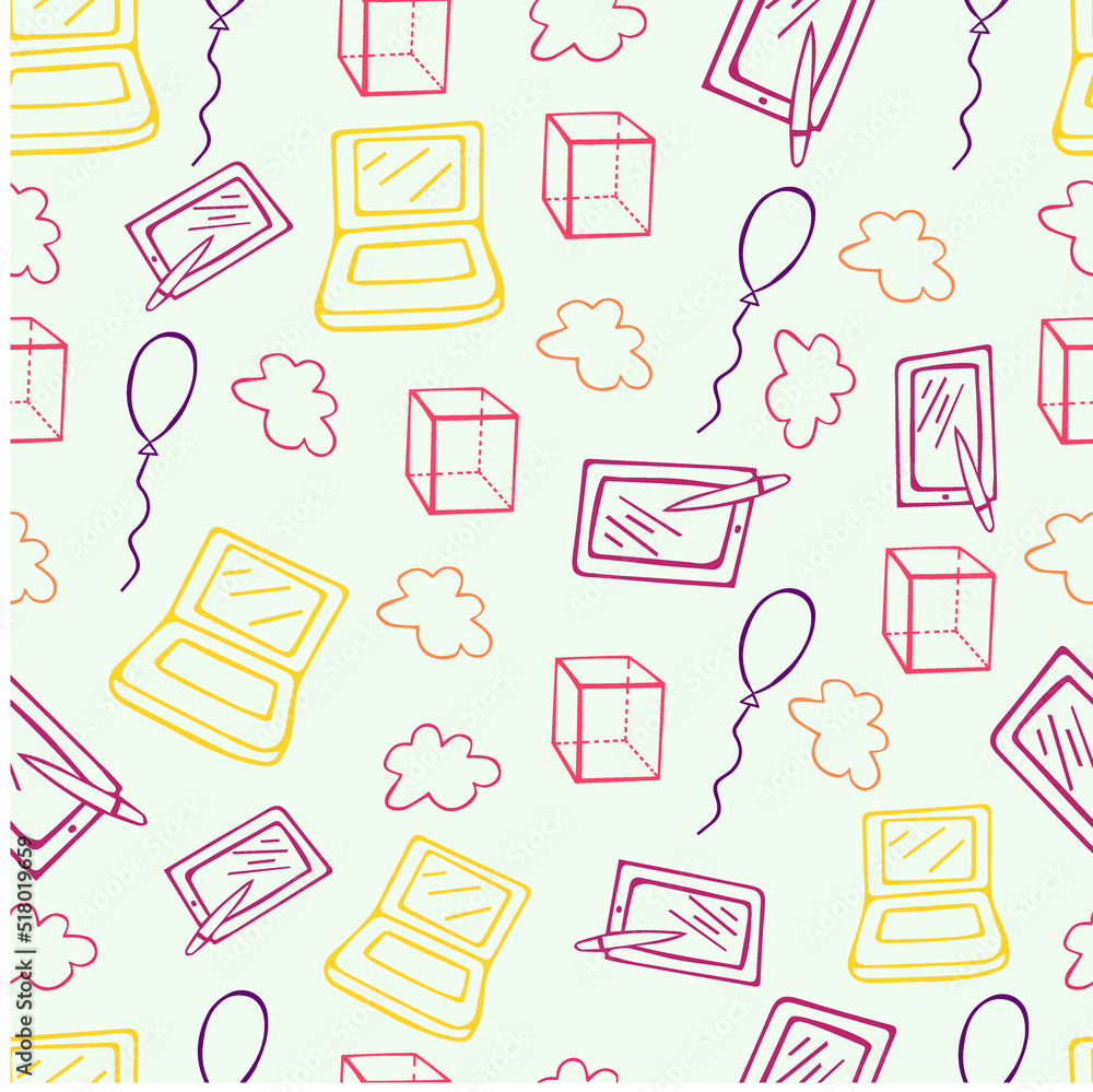 Seamless school doodle pattern. Seamless school doodle pattern.