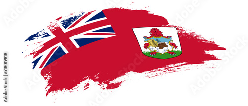 National flag of Bermuda with curve stain brush stroke effect on white background