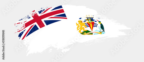 National flag of British Antarctic Territory with curve stain brush stroke effect on white background