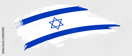National flag of Israel with curve stain brush stroke effect on white background