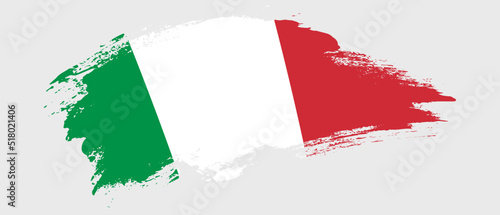 National flag of Italy with curve stain brush stroke effect on white background