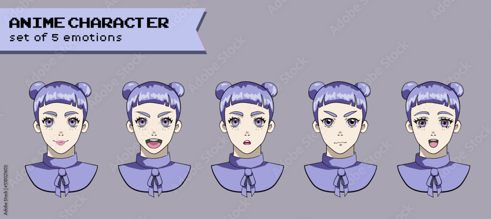 Design of a female cheerful anime character with the Design of a female cheerful anime character with the