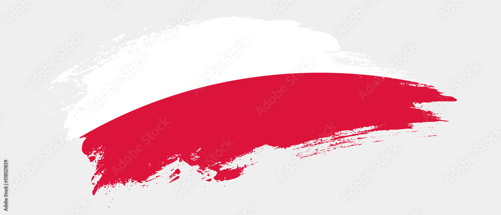 National flag of Poland with curve stain brush stroke effect on white background National flag of Poland with curve stain brush stroke effect on white background