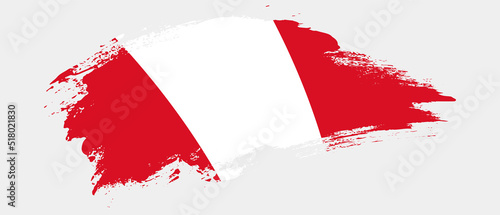 National flag of Peru with curve stain brush stroke effect on white background