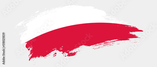 National flag of Poland with curve stain brush stroke effect on white background